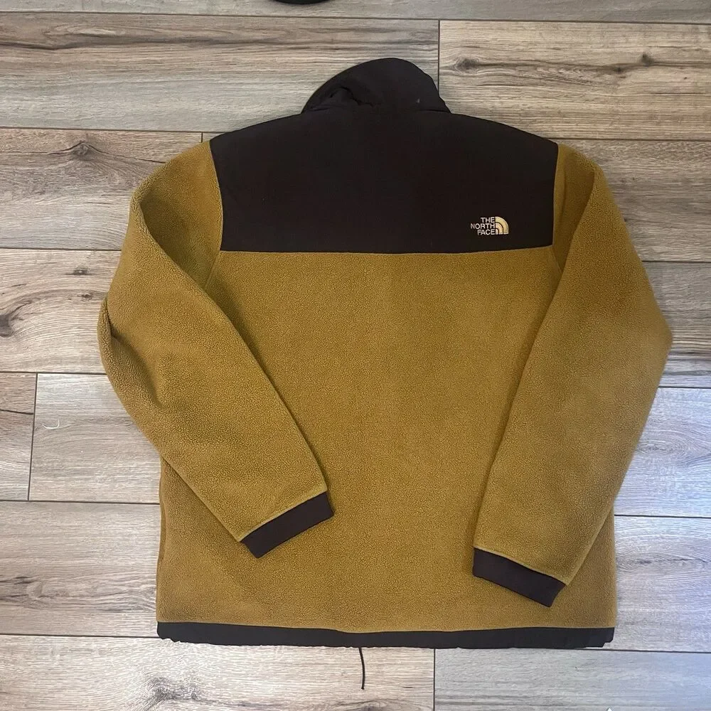 The North Face Retro Denali Zip Up Sweatshirt Fleece Brown Mustard Yellow Sz XL